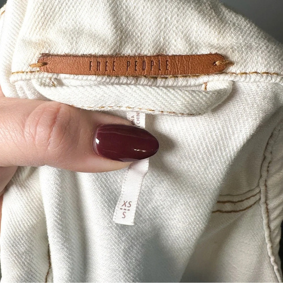 Free People White Multi Colored Tie Dye Denim Oversized Jacket - Picture 7 of 8